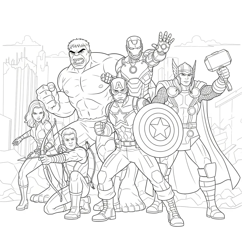 Avengers 6 para colorear para imprimir gratis
