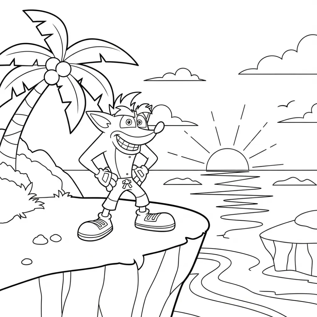 Crash Bandicoot 21 para colorear en línea para niño