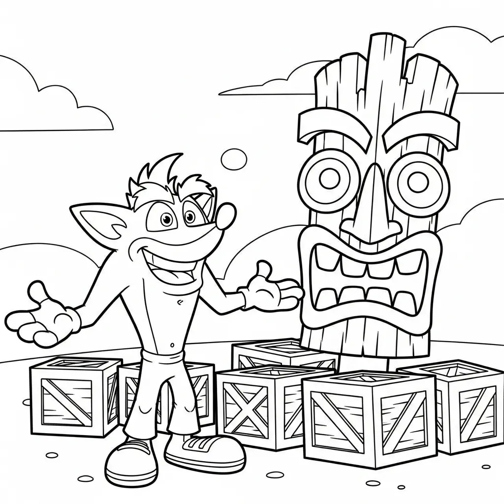 Crash Bandicoot 24 para colorear para niño de 6 años