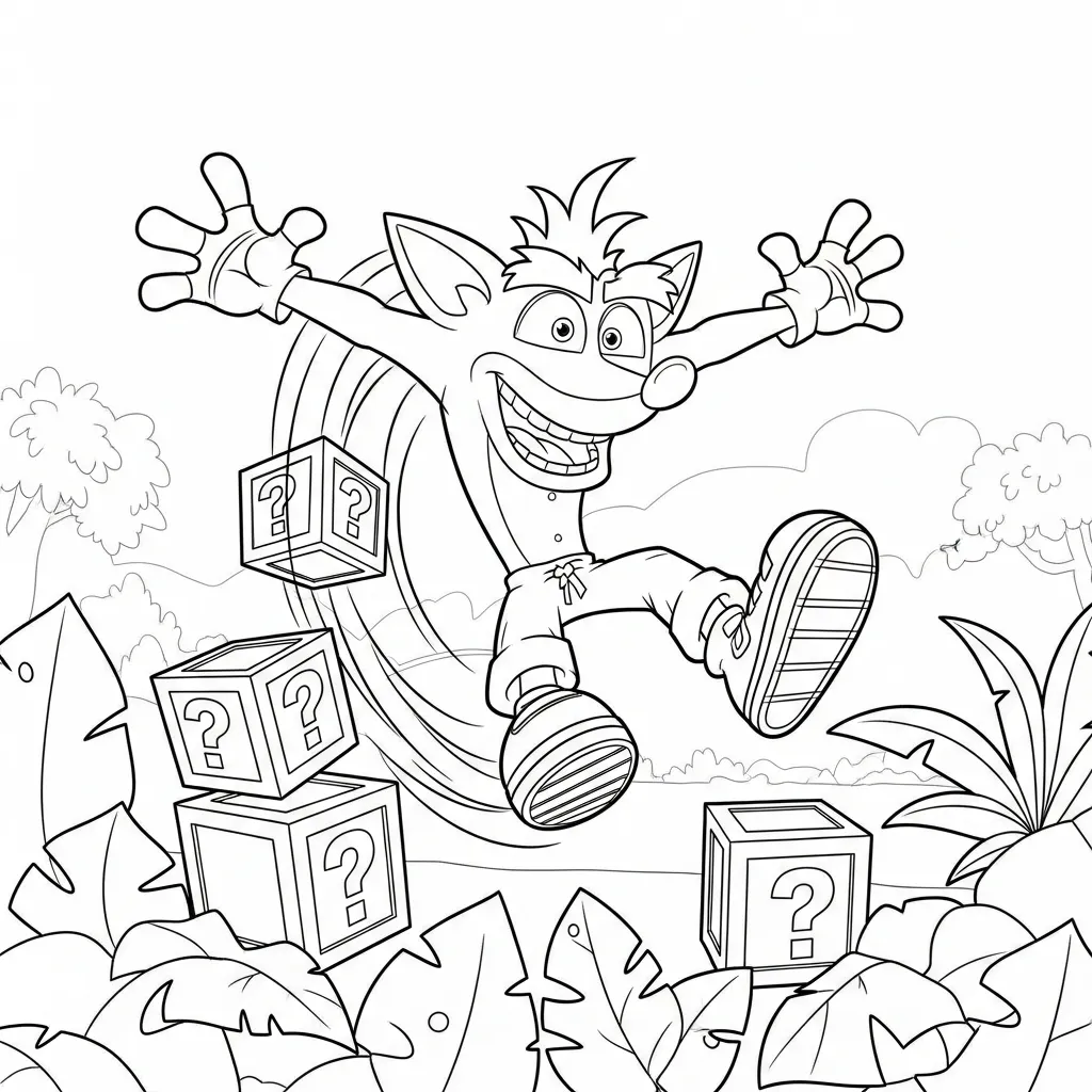 Crash Bandicoot 9 para colorear para imprimir para niño de 6 años