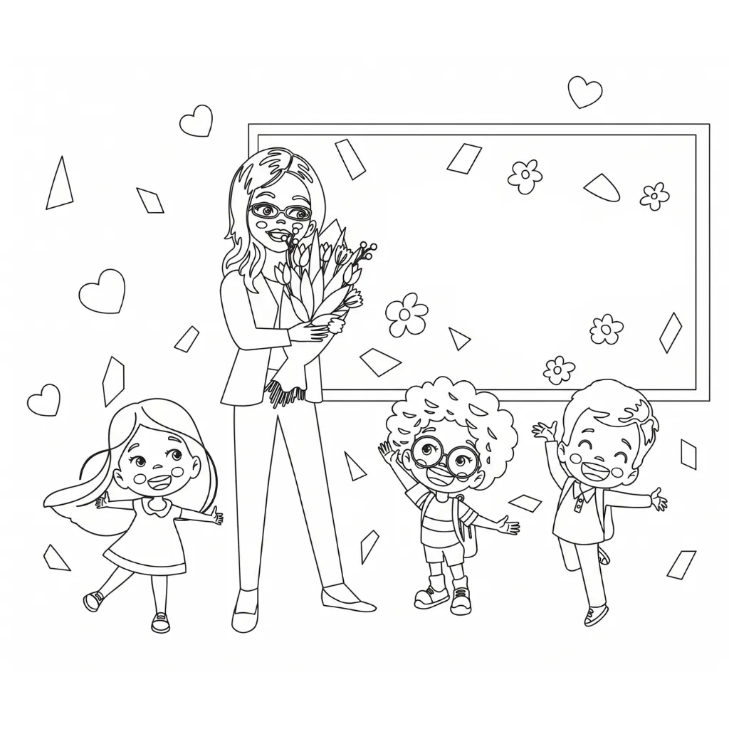 Dia Del Maestro 10 para colorear en línea para niño