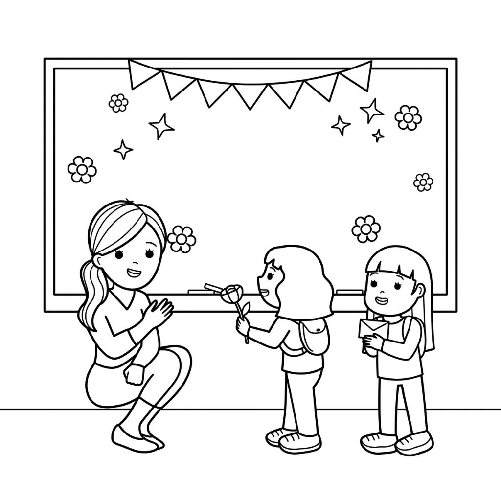 Dia Del Maestro 9 para colorear para imprimir para niño de 4 años