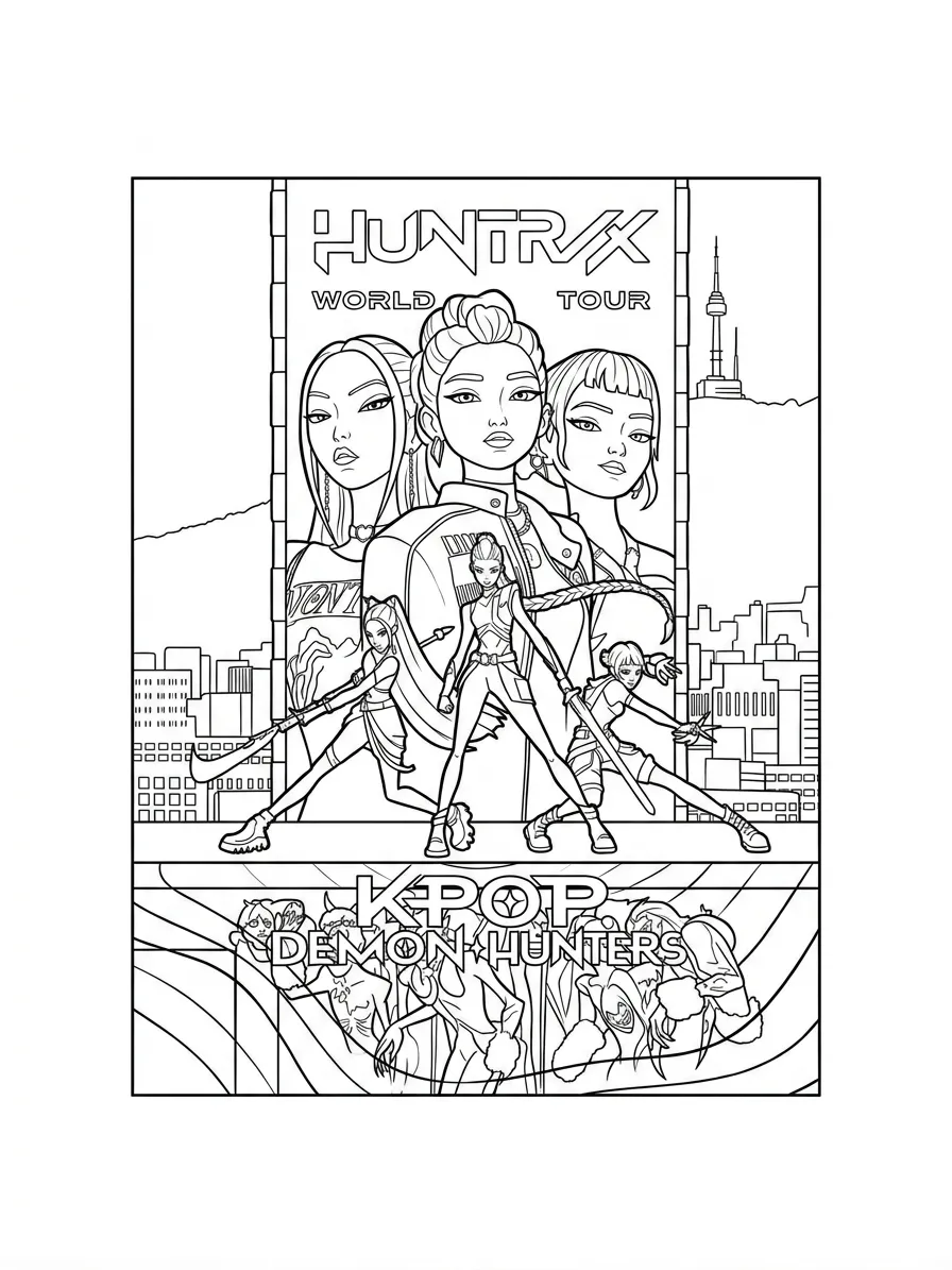 Huntrix Para Colorear para colorear para imprimir para niño de 4 años