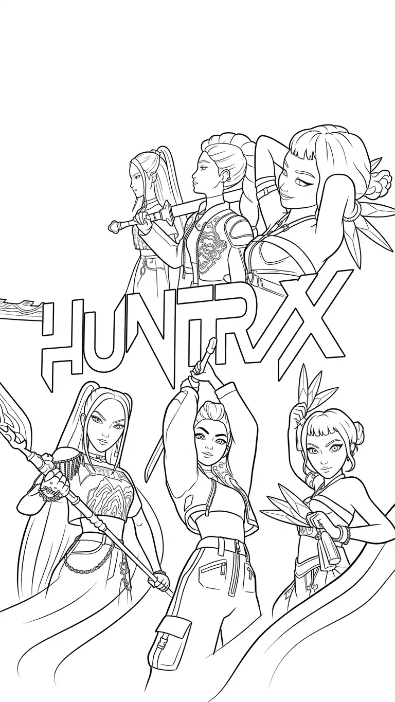 Huntrix Para Colorear para colorear para niños para descargar