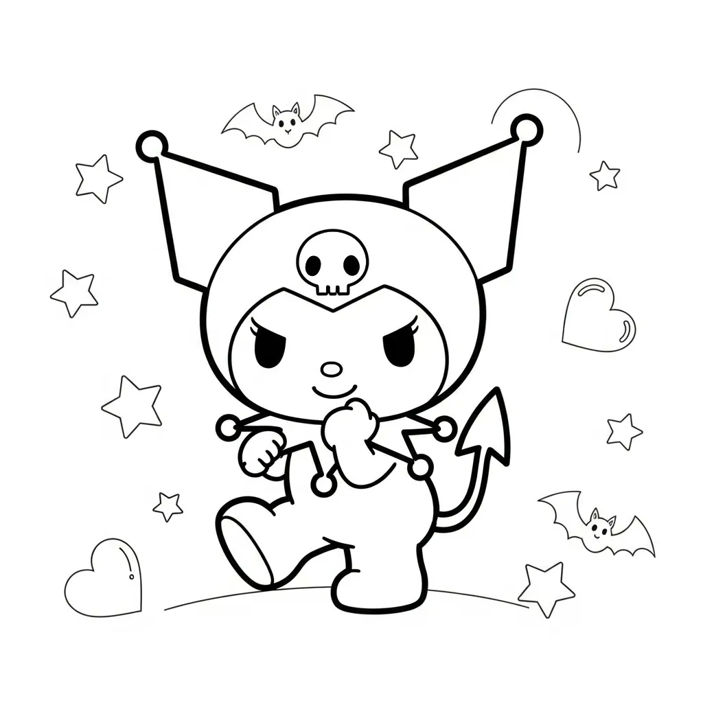 Kuromi Para Colorear para colorear para imprimir para niño de 3 años