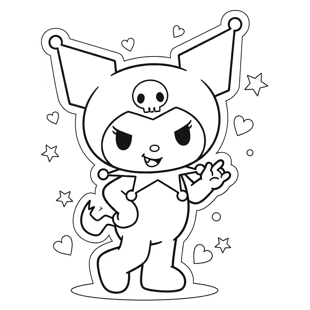 Kuromi Para Colorear para colorear y recortar