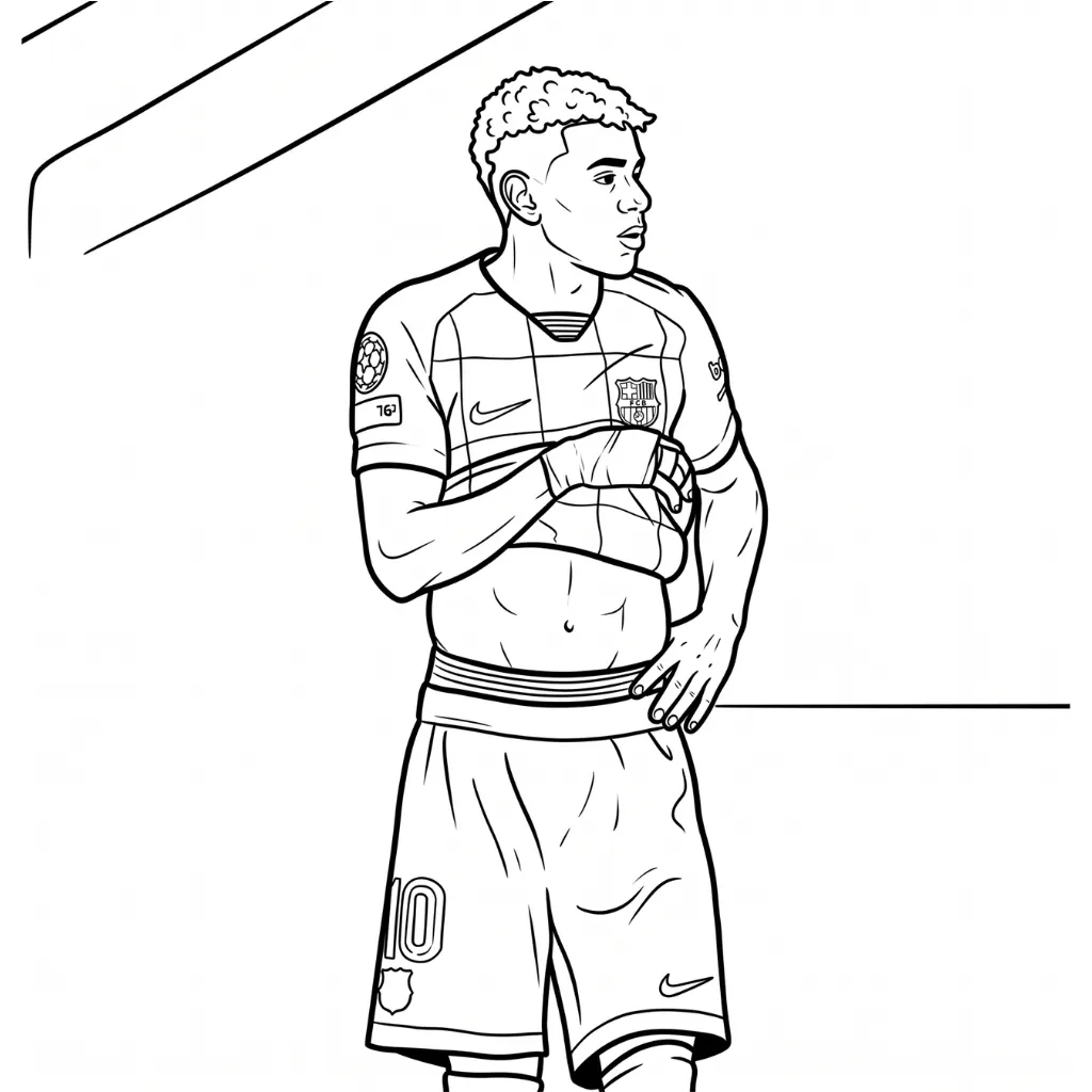 Lamine Yamal 18 para colorear y dibujo para imprimir