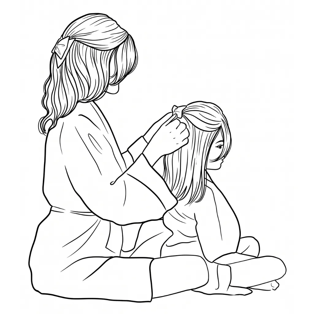 Madre E Hija 5 para colorear para niños para descargar