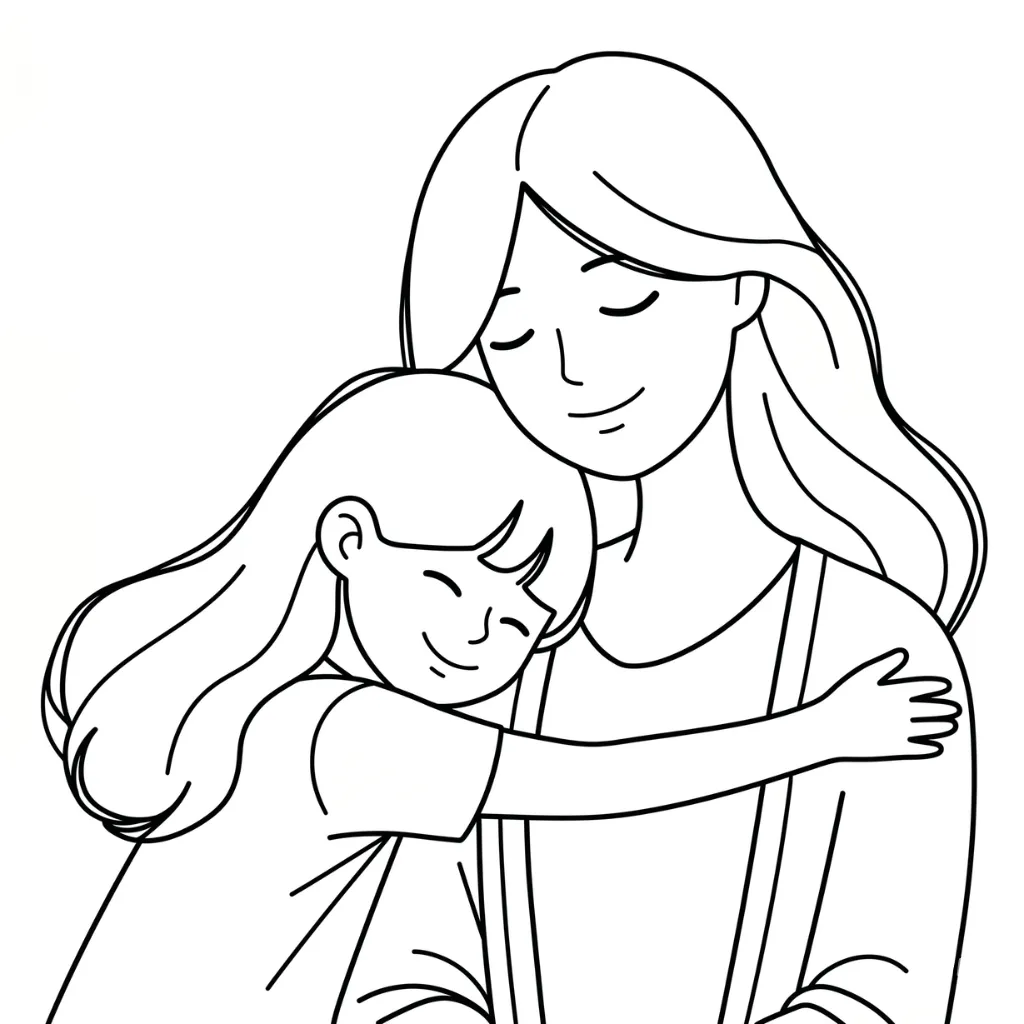 Madre E Hija 9 para colorear para imprimir para niño de 4 años