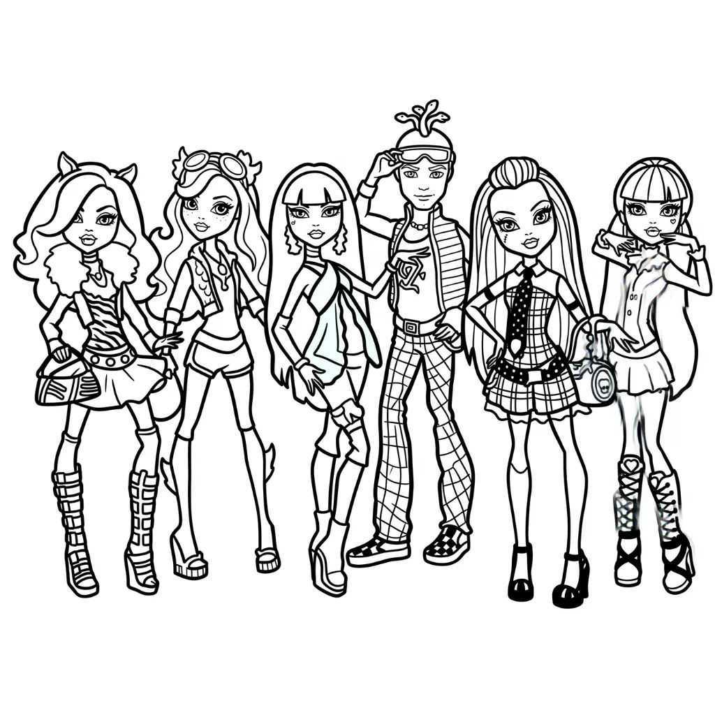 Monster High 14 coloring pages for a 5-year-old boy