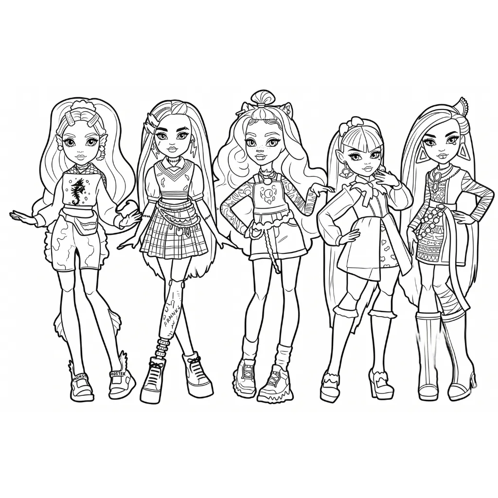Monster High 20 kawaii coloring pages to print