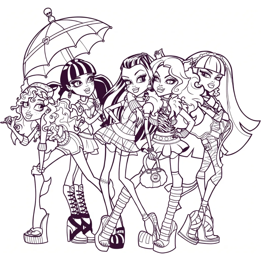 Monster High 5 printable coloring pages for a 7-year-old boy