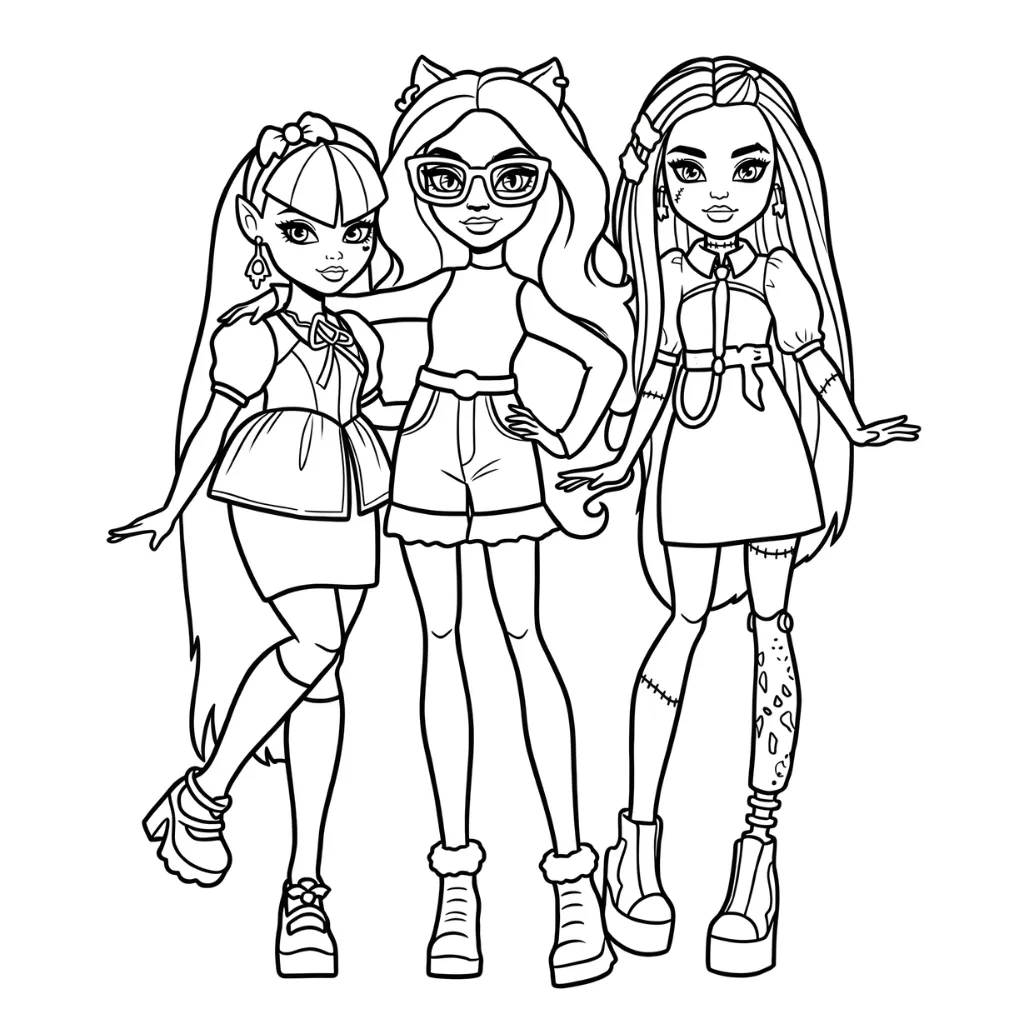 Monster High 8 printable coloring pages for a 10-year-old boy