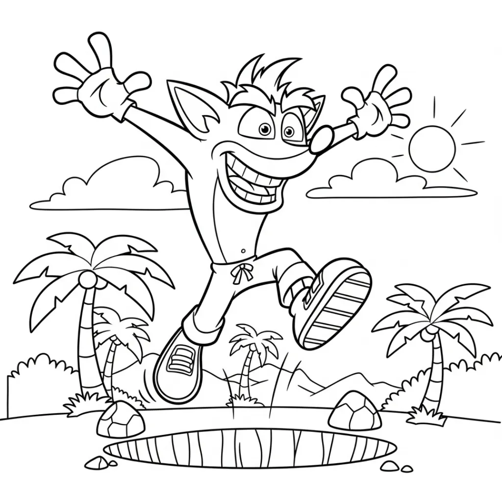 Crash Bandicoot 13 para colorear educativo para niño