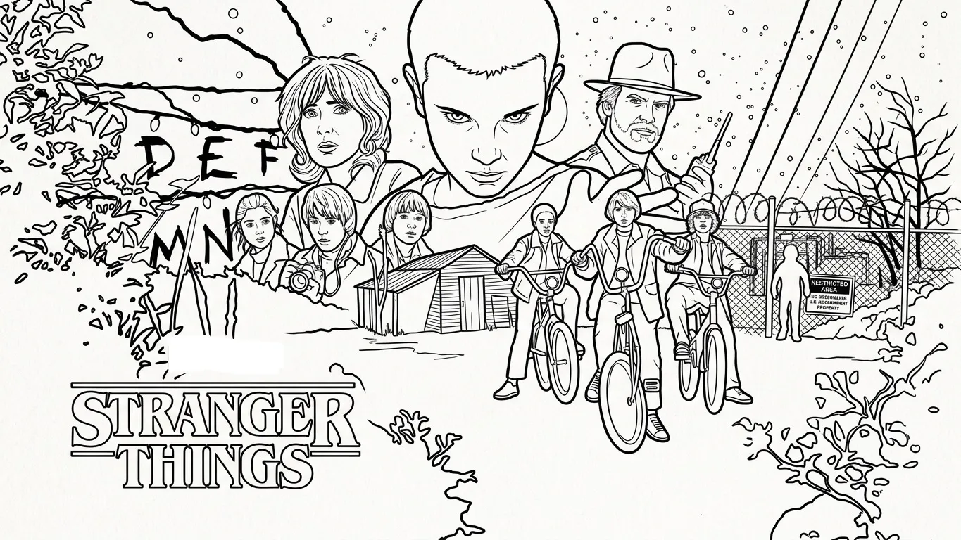 Stranger Things Para Colorear para colorear para niño para imprimir gratis