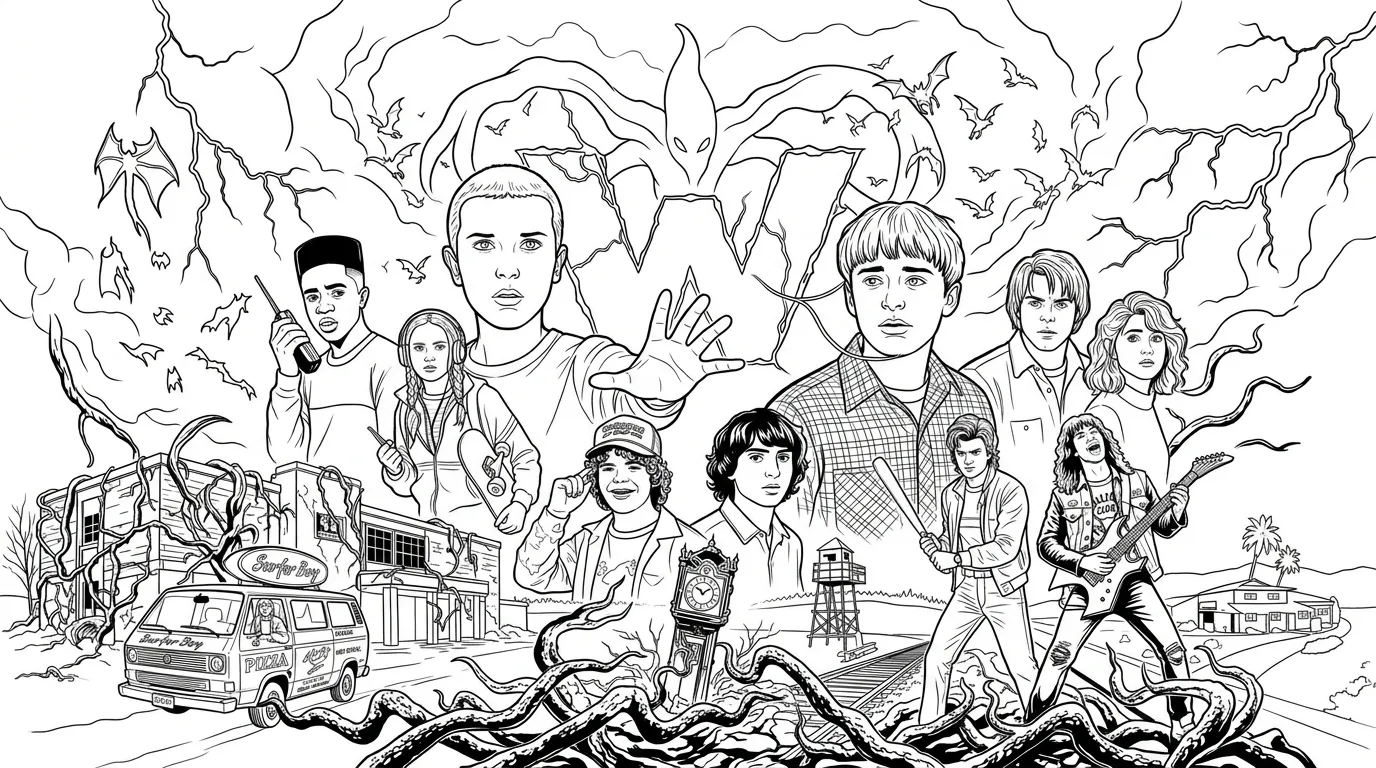 Stranger Things Para Colorear para colorear para niños para imprimir 1