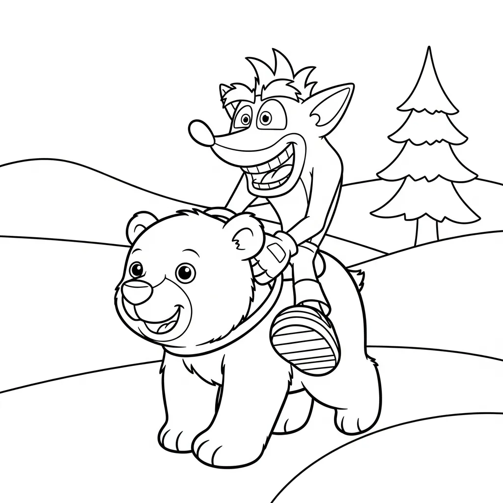 Crash Bandicoot 14 para colorear para niño de 5 años