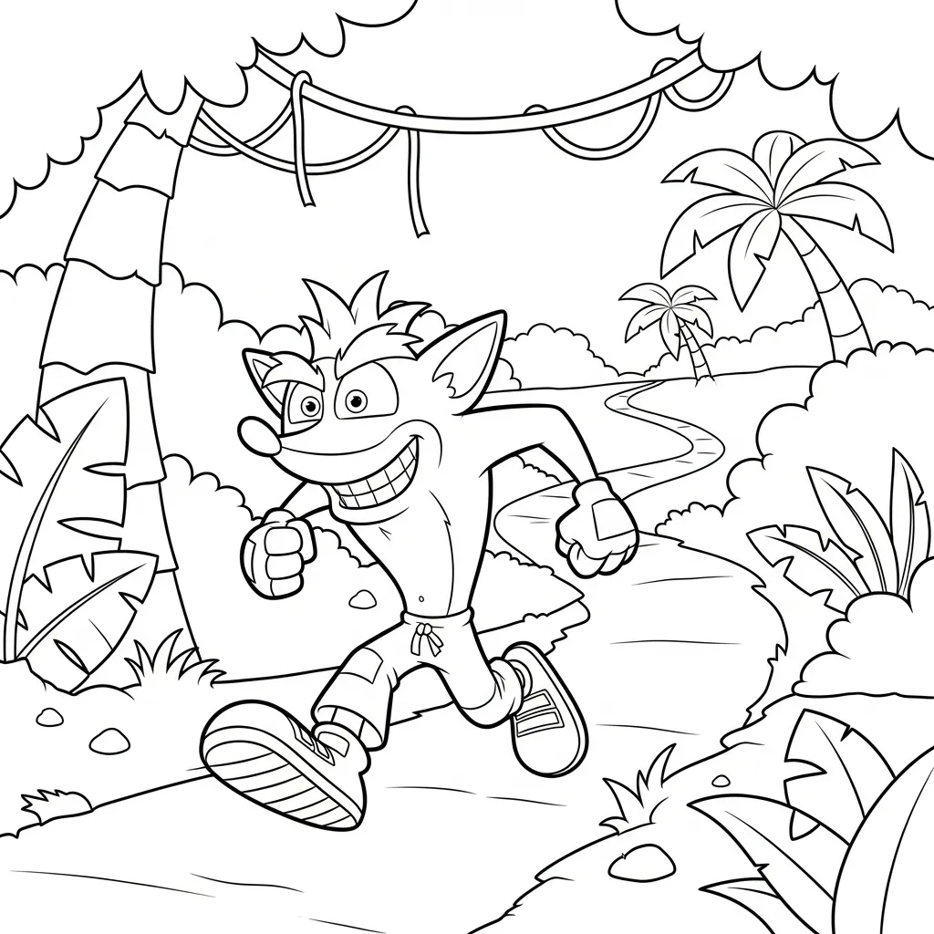Crash Bandicoot 19 para colorear para niños para imprimir