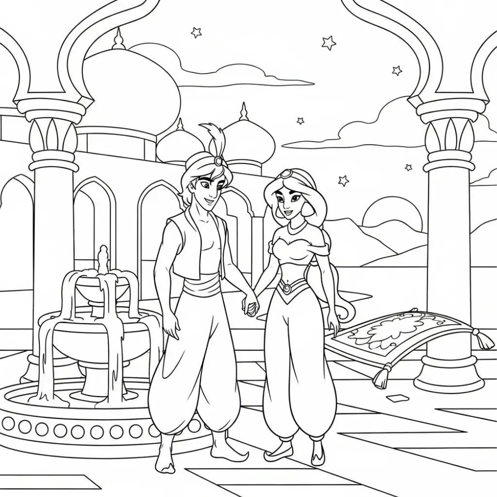 image to color Aladdin 10 child