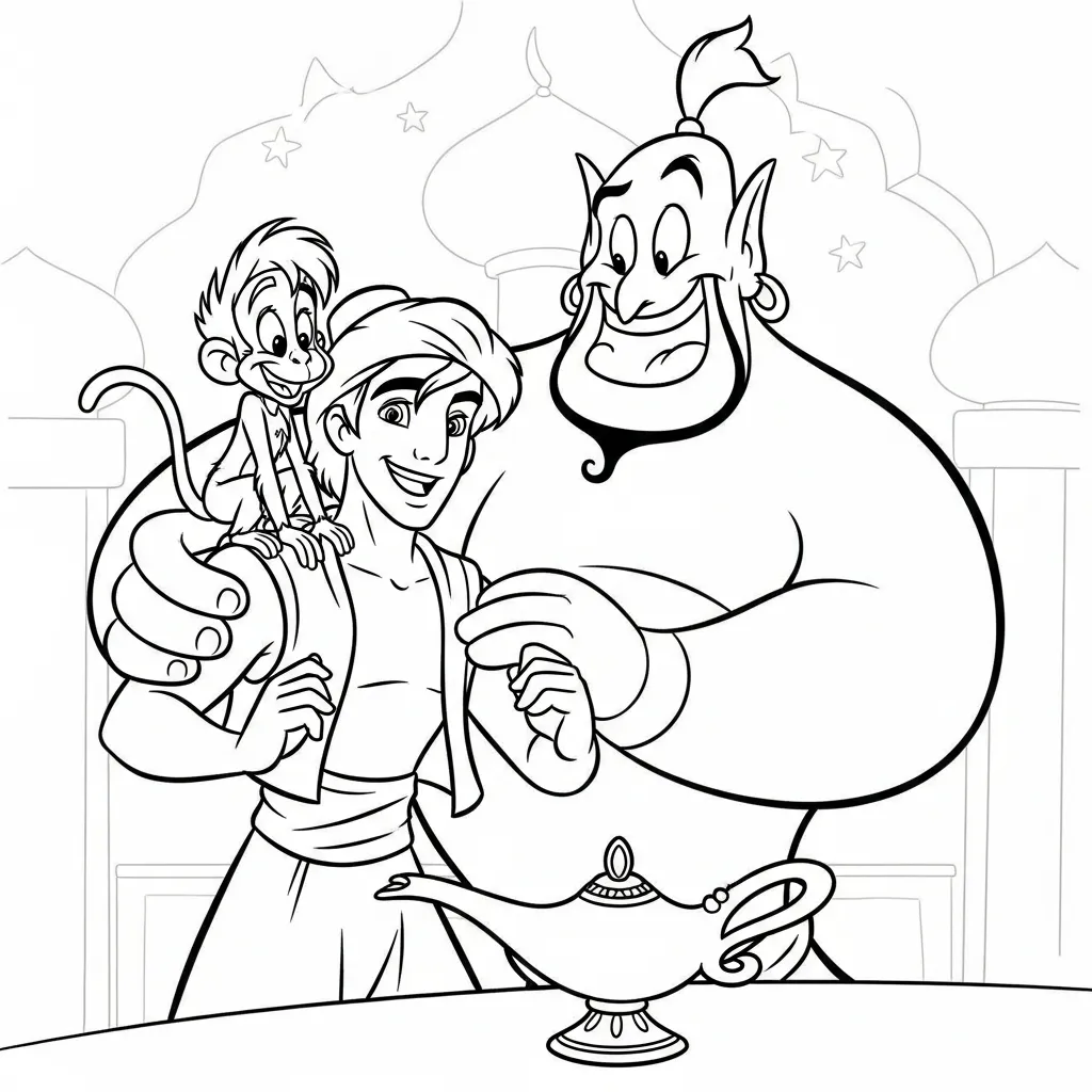 Aladdin 11 kawaii coloring pages to print