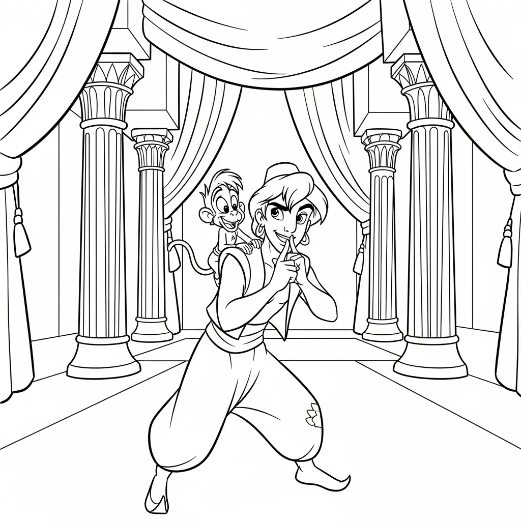 Aladdin 12 coloring pages for a 5-year-old boy