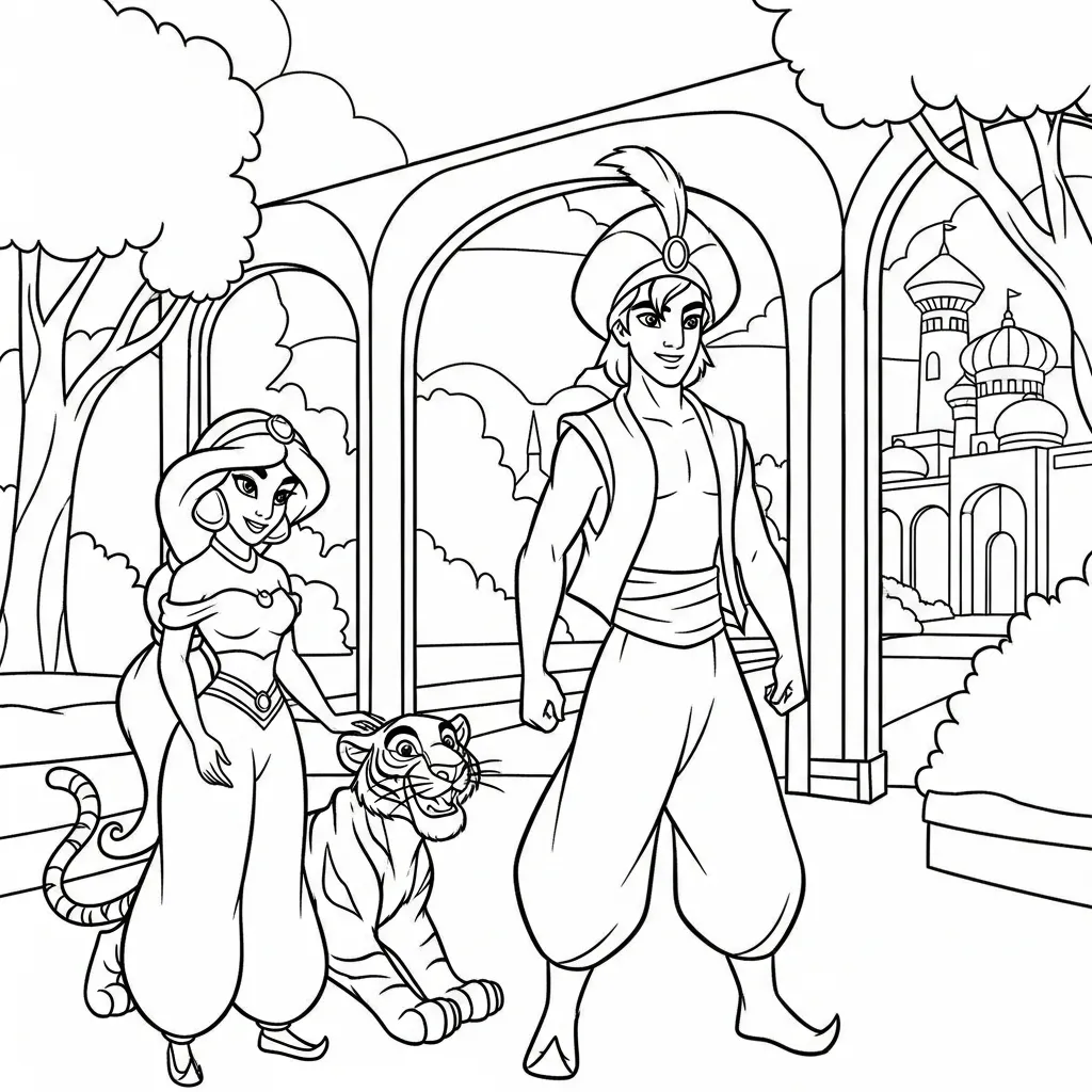 Aladdin 13 coloring pages for a 4-year-old boy