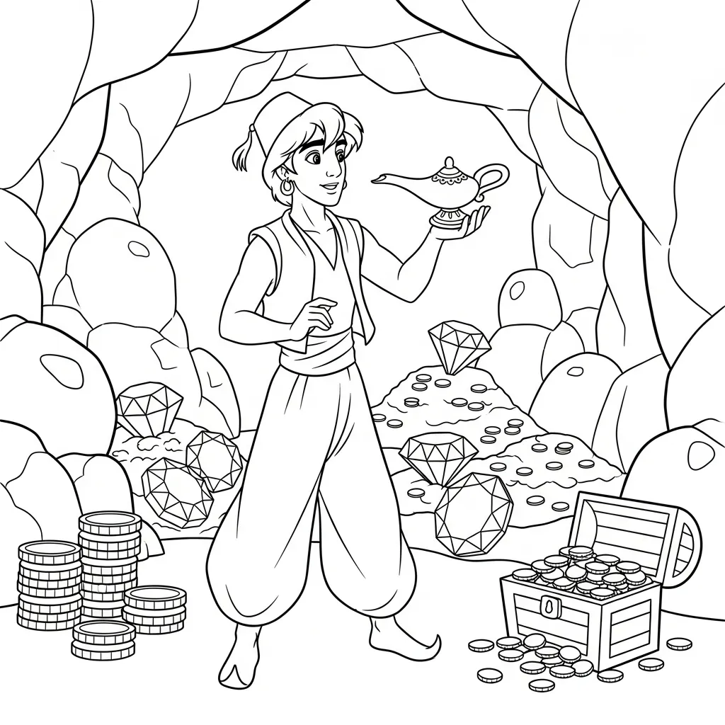 Aladdin 14 printable coloring pages for kids