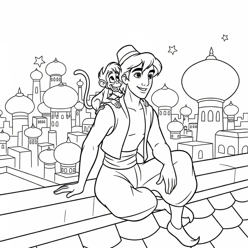 Aladdin 15 free printable coloring pages for boys
