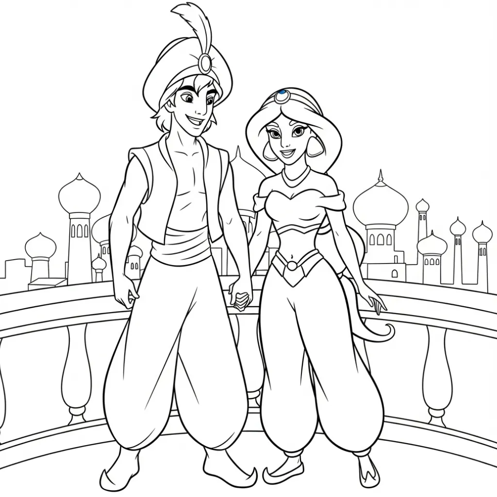 Aladdin 16 coloring pages for a 5-year-old boy