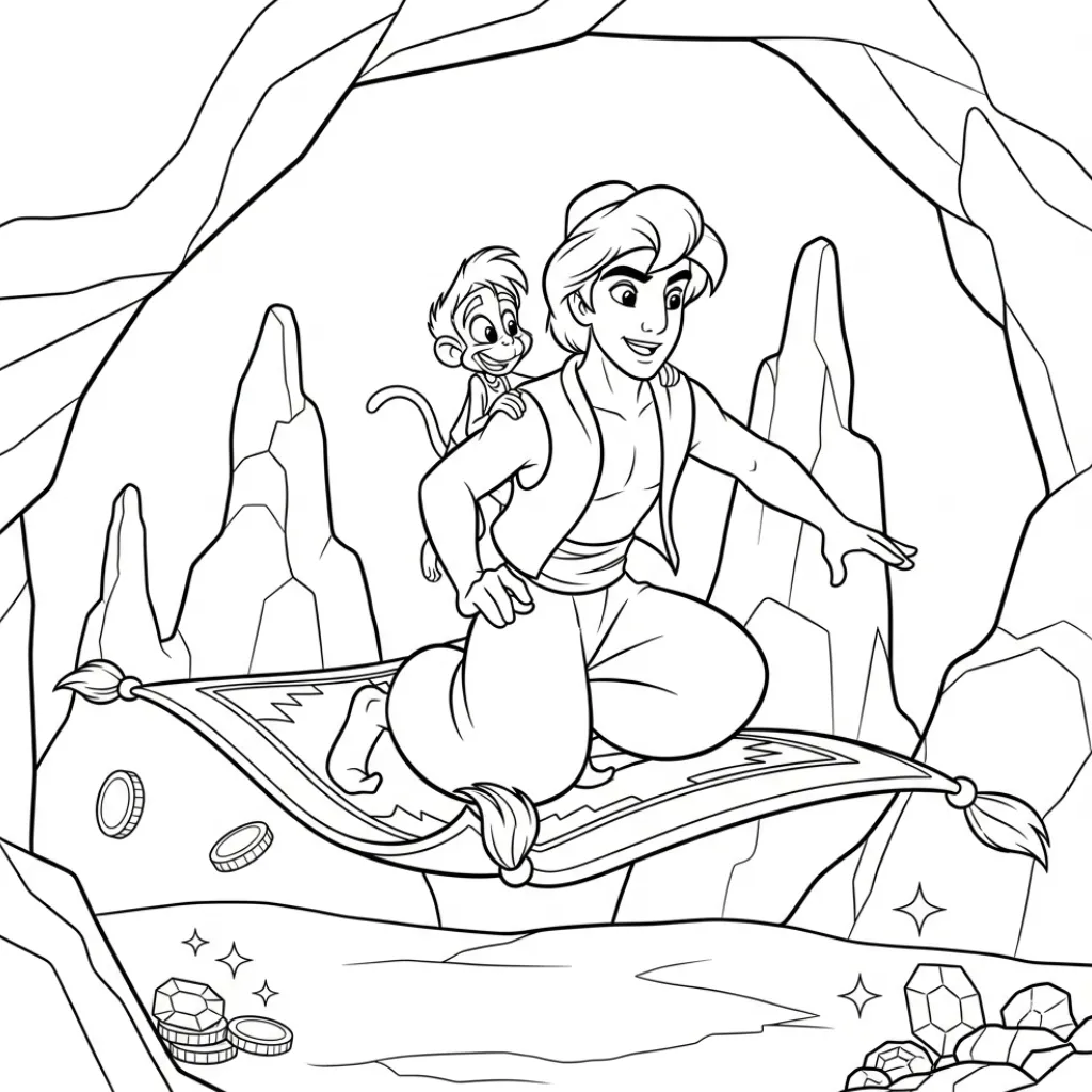 Aladdin 17 printable coloring pages for a 8-year-old boy
