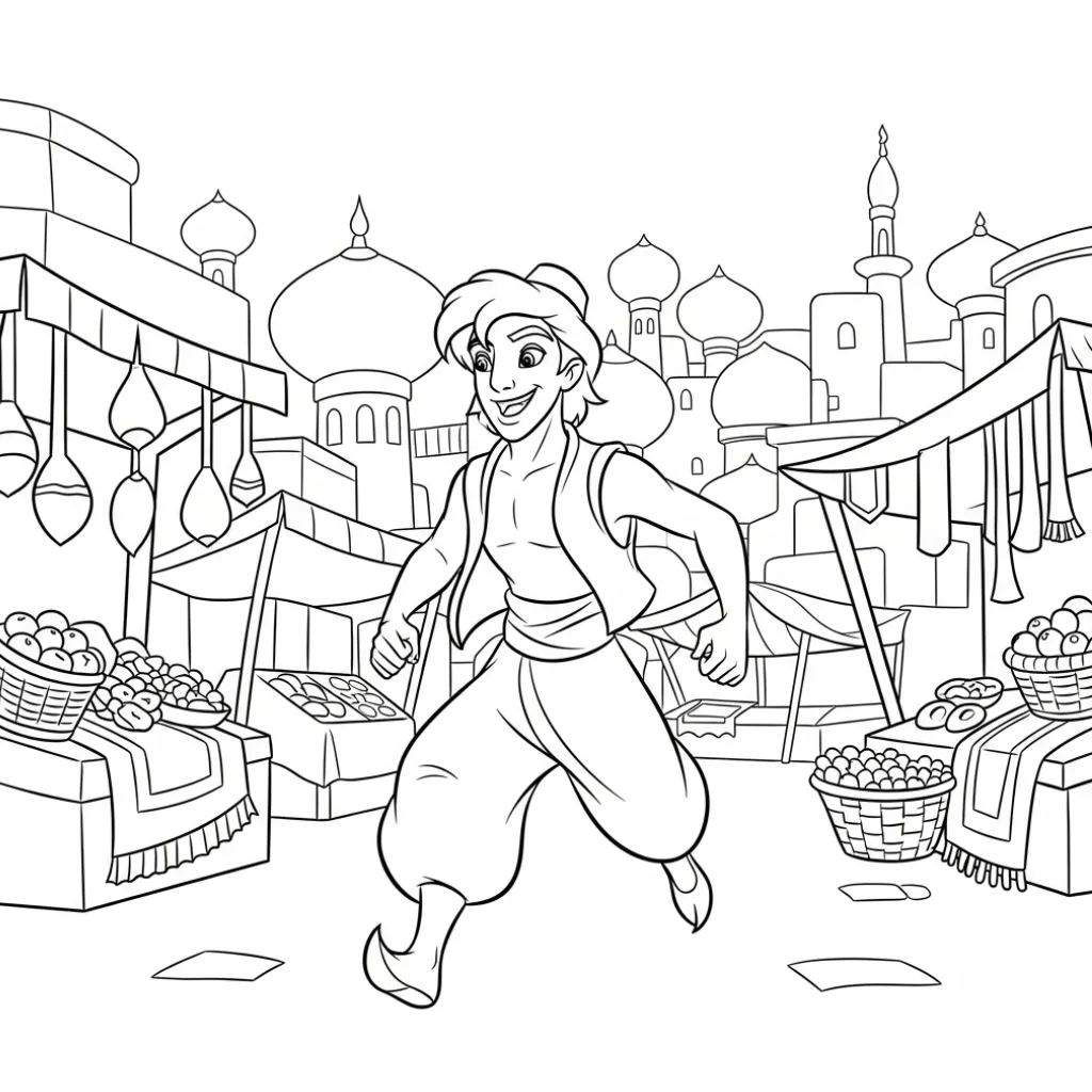 Aladdin 26 free coloring pages for kids