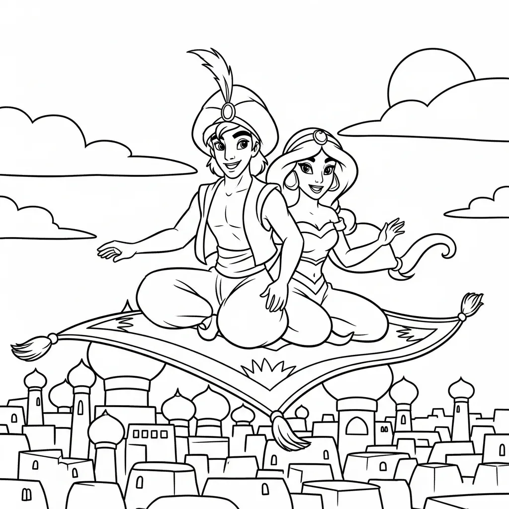 Aladdin 3 coloring pages for a 2-year-old boy