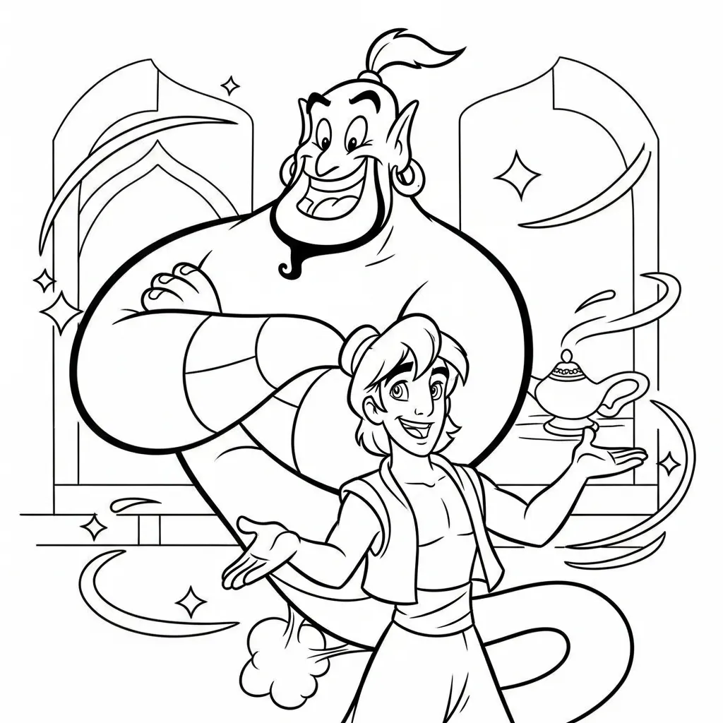 Aladdin 5 printable coloring pages for boys