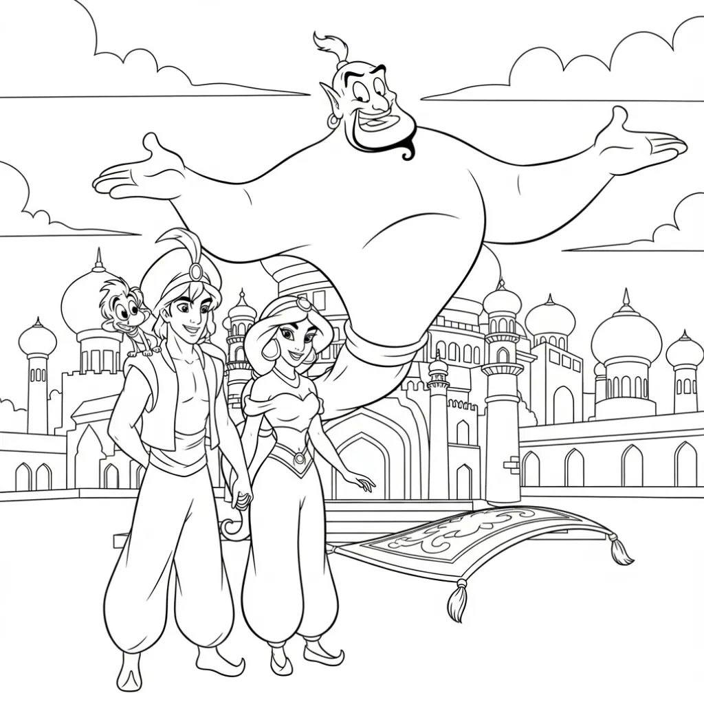 Aladdin 6 coloring pages for a 8-year-old boy