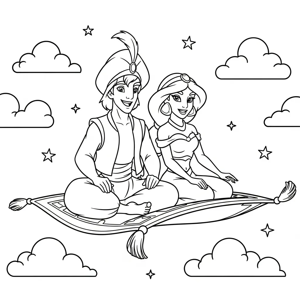 Aladdin 9 printable coloring pages for boys