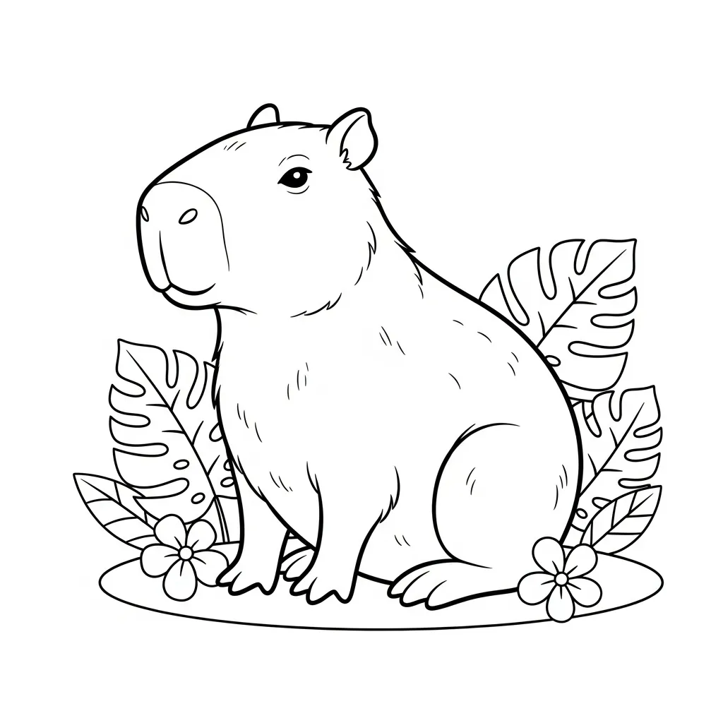 Capibara Para Colorear para colorear en línea gratis