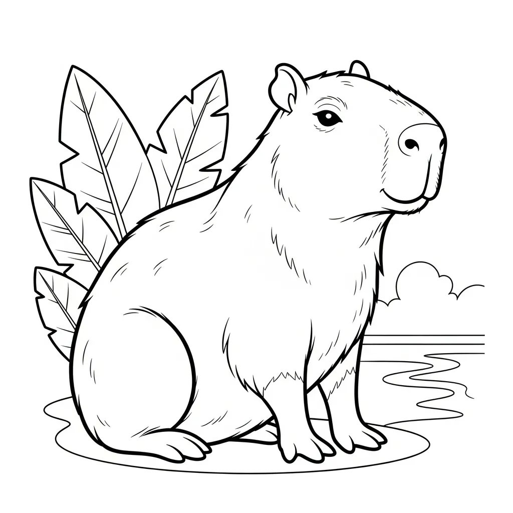 Capibara Para Colorear para colorear para imprimir para niño de 10 años