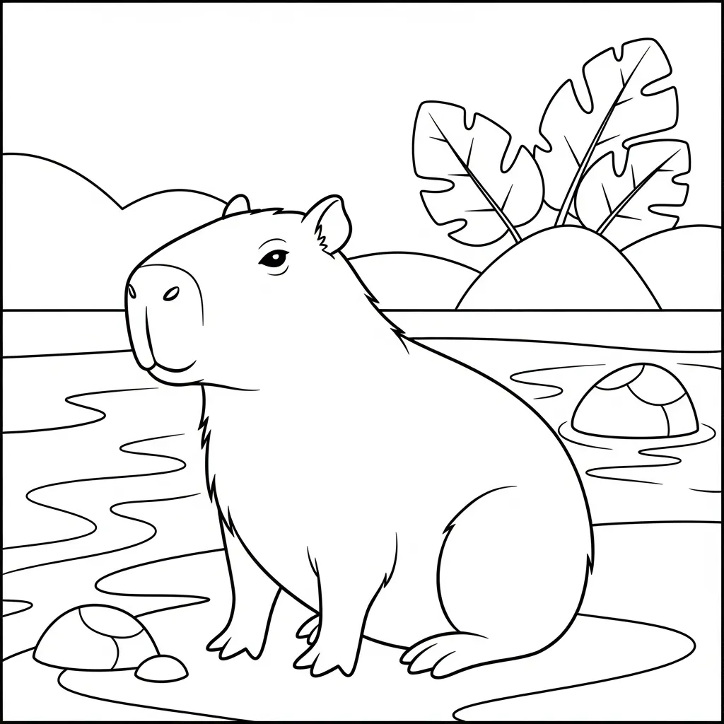 Capibara Para Colorear para colorear para niño para imprimir