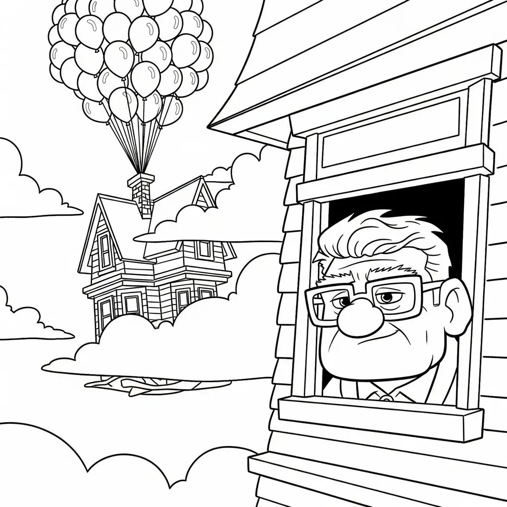 Carl Fredricksen 2 para colorear y aprendizaje