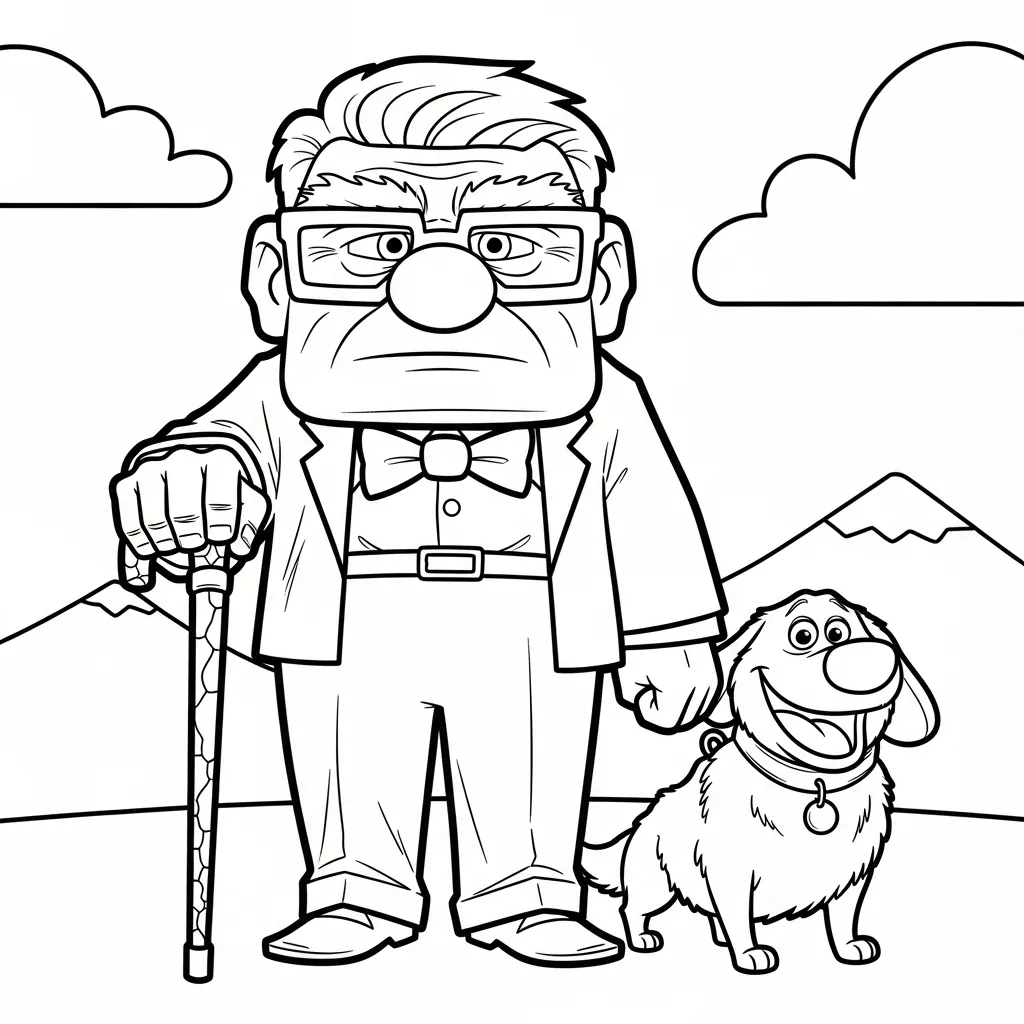 Carl Fredricksen 21 para colorear para imprimir para niño de 7 años