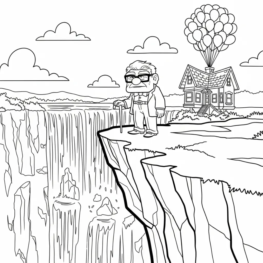 Carl Fredricksen 25 para colorear para niño de 4 años