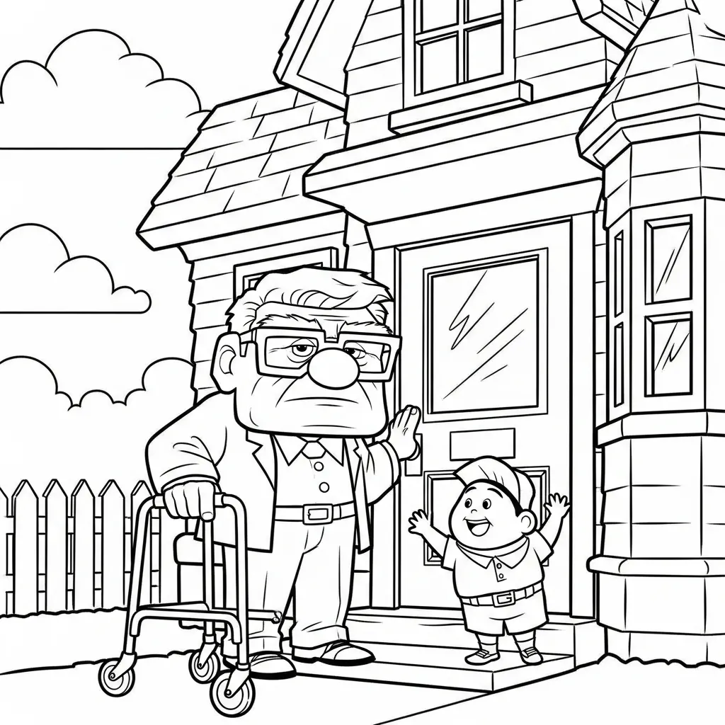Carl Fredricksen 5 para colorear para imprimir pdf gratis
