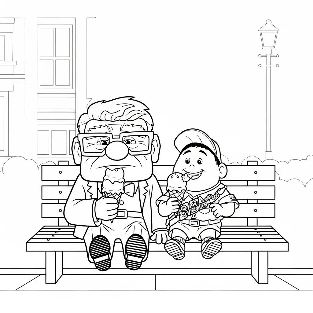 Carl Fredricksen 6 para colorear para niño gratis