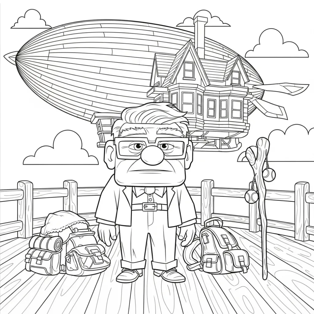 Carl Fredricksen 9 para colorear para imprimir para niños