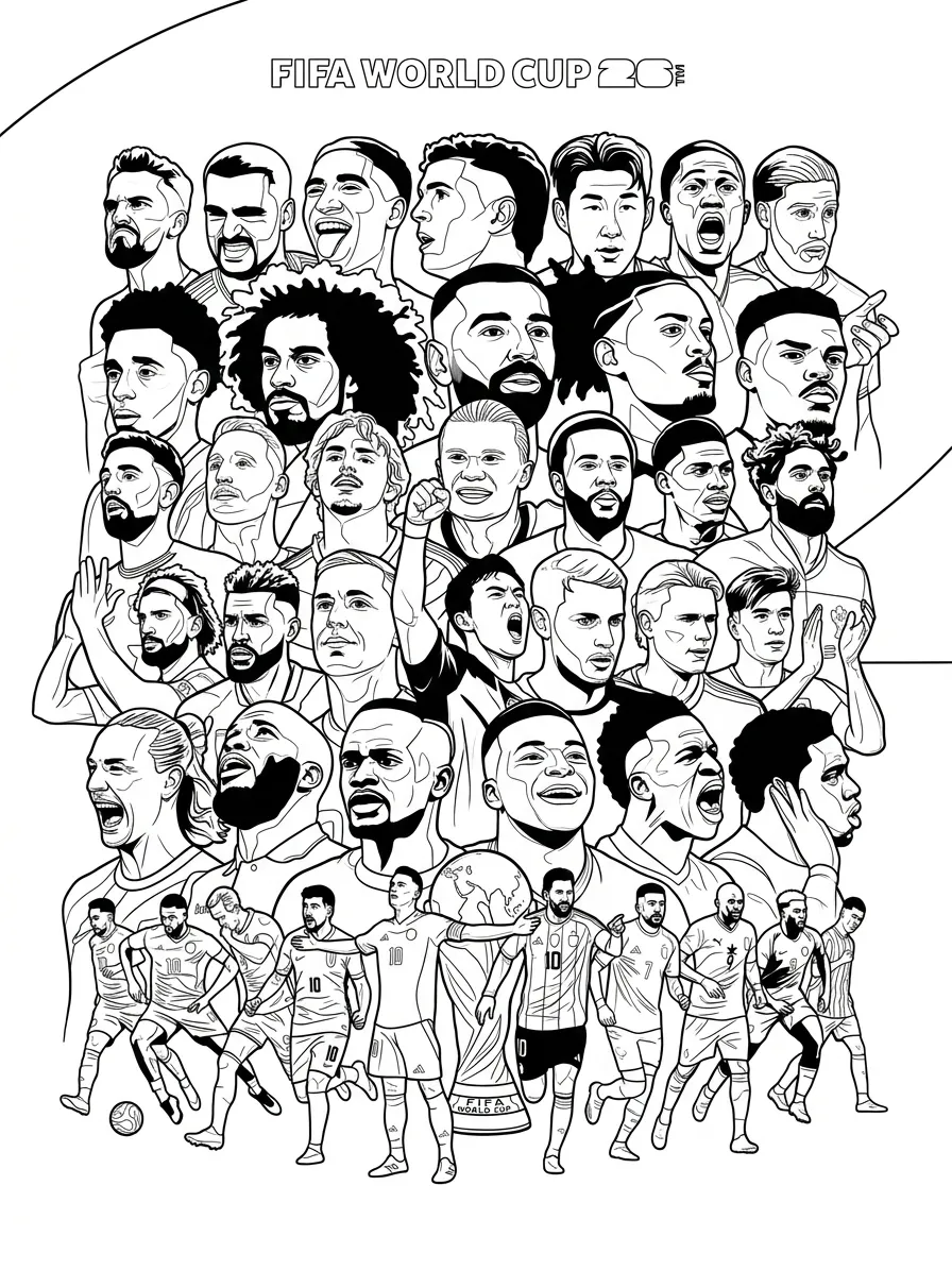 Copa Mundial 2026 Para Colorear para colorear y recortar para imprimir gratis 1