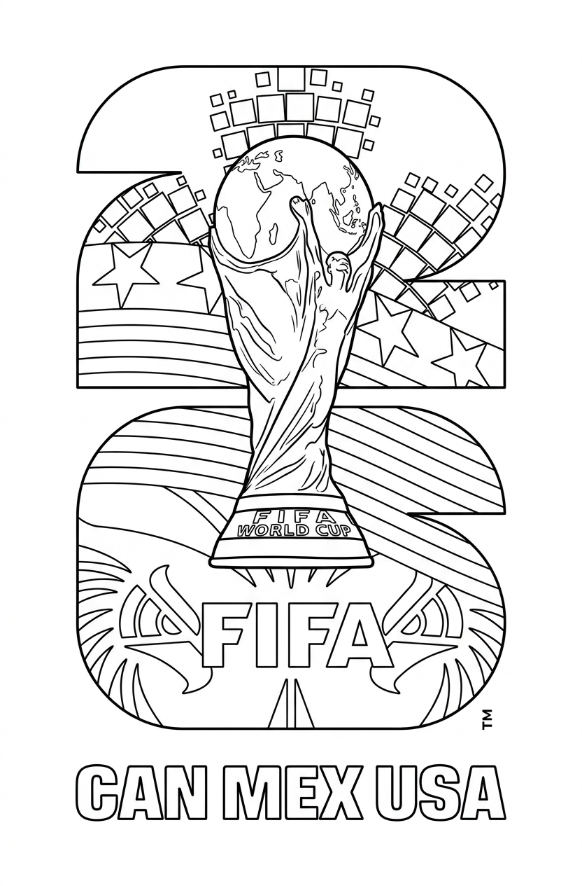 para imprimir Copa Mundial 2026 Para Colorear para colorear gratis 1
