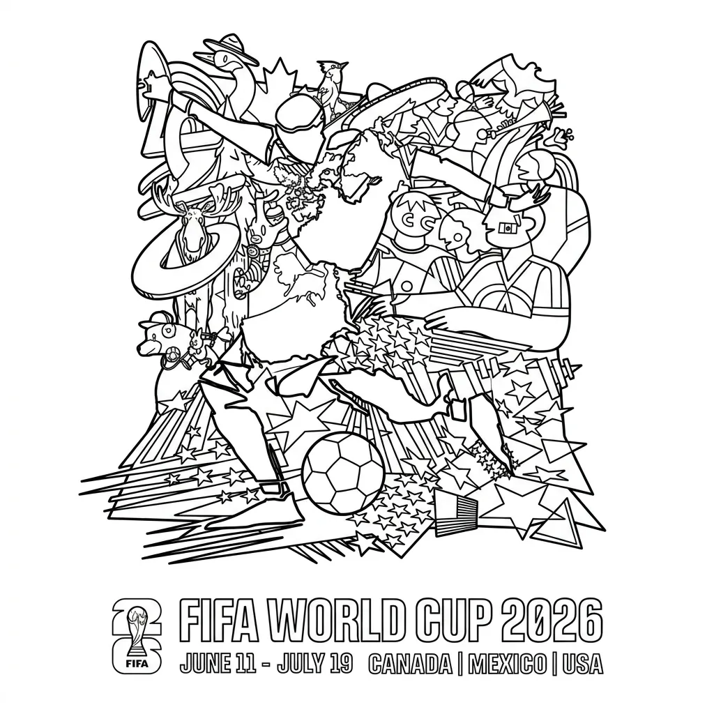 Copa Mundial 2026 Para Colorear para colorear para imprimir para niño de 3 años