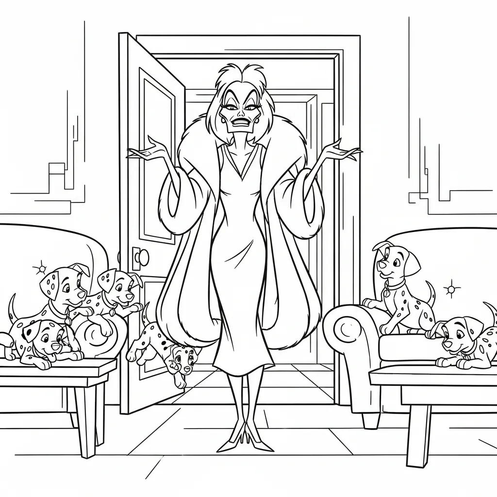 Cruella de Vil 10 para colorear para imprimir gratis