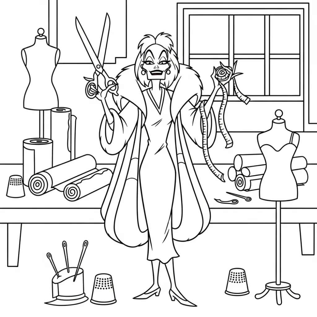 Cruella de Vil 19 para colorear para niño de 10 años