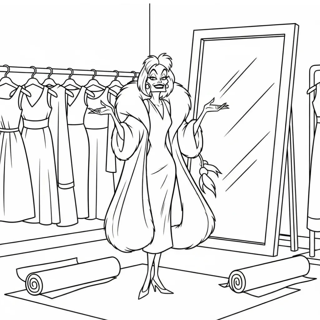 Cruella de Vil 6 para colorear para niño